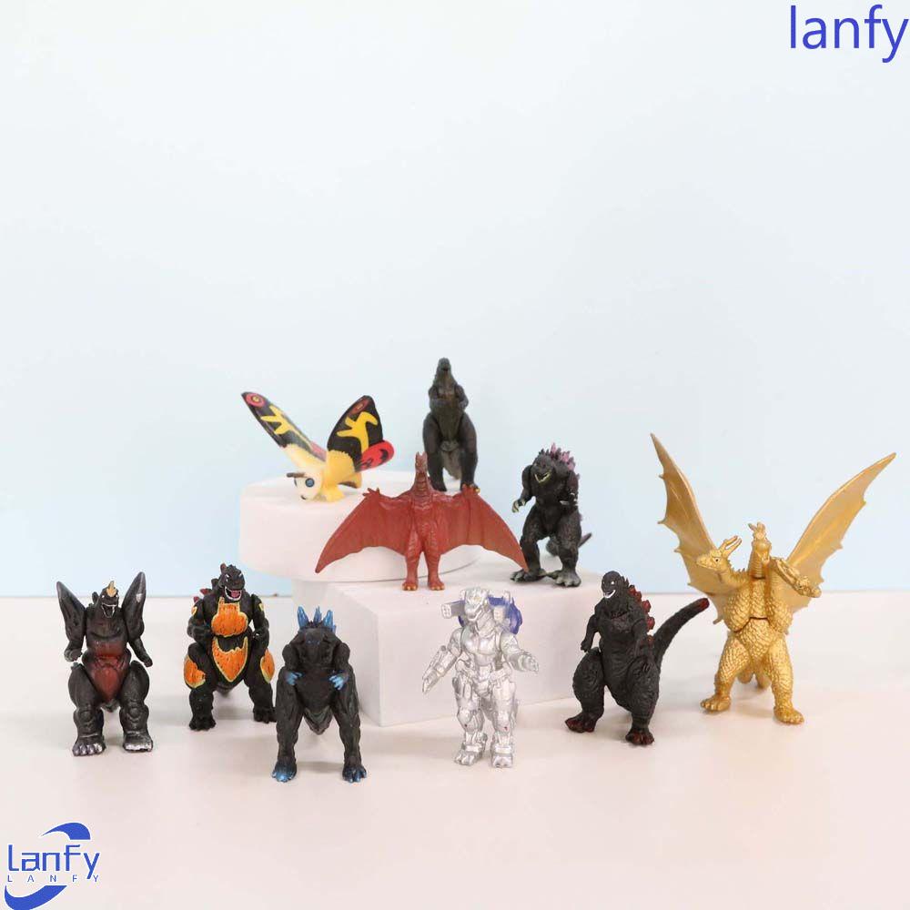 LANFY Godzilla Action Figure Kid Hadiah Mainan Anak 3-6CM Dinosaurus Desktop Ornamen Model Mainan Triceratops Dekorasi Patung Anime