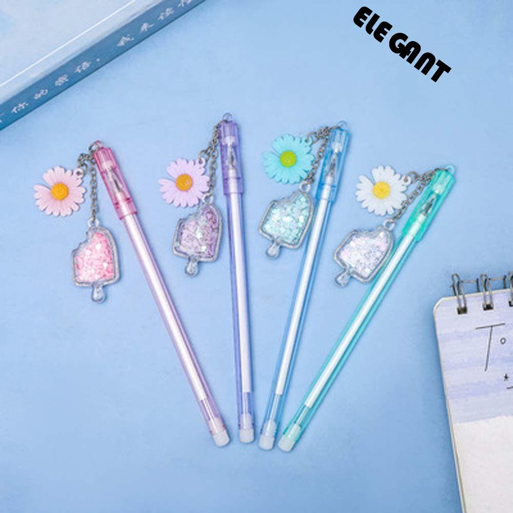 【 ELEGANT 】 Daisy Pen Kreatif Indah Officel Perlengkapan Pena Tinta Hitam Perlengkapan Sekolah Alat Tulis Gel Pena