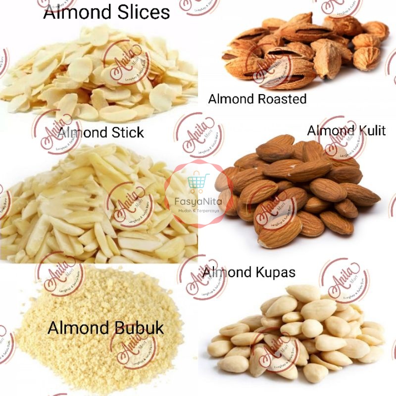 

250g Kacang Almond | Bubuk Powder Stick Slice Kupas Kulit