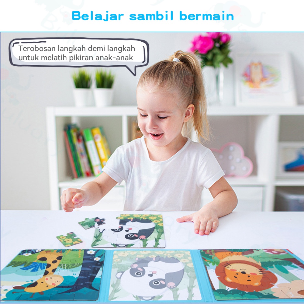 Buluary Buku Puzzle Magnet 3 in 1 Dengan 5 Step Variasi Mainan edukasi anak