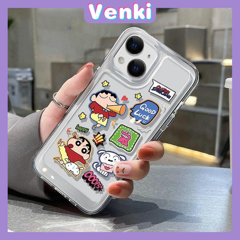 VENKI - Untuk iPhone 11 Case Clear Space Hard Acrylic Case Shockproof Protection Camera Lucu Kartun Manusia Anjing Kompatibel dengan iPhone 14 13 Pro Max iPhone 12 Pro Max XR 7Plus 8Plus