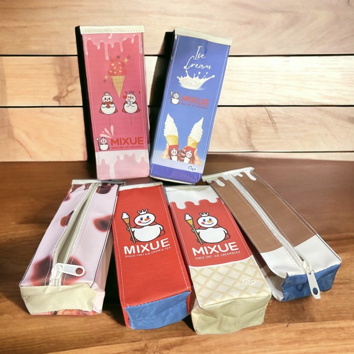 Tempat Kotak Pensil Bentuk Snack Mixue Motif Lucu Karakter