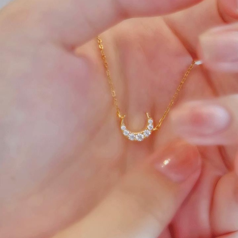 Kalung Bulan Berlapis Emas 14 K Kalung Gadis Bermutu Tinggi Rantai Klavikula Aksesoris Wanita Hadiah