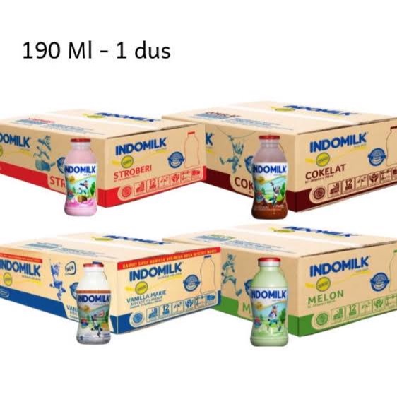 

INDOMILK susu cair uht indomilk 1 dus isi 24 botol x @190ml