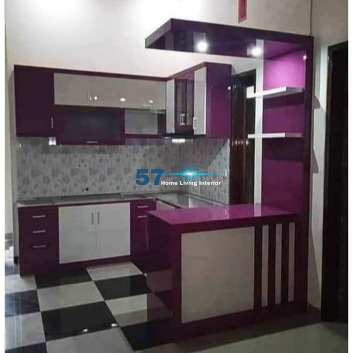 Kitchen Set Dapur Minimalis - Lemari Meja Bar Dapur Bahan Plywood HPL