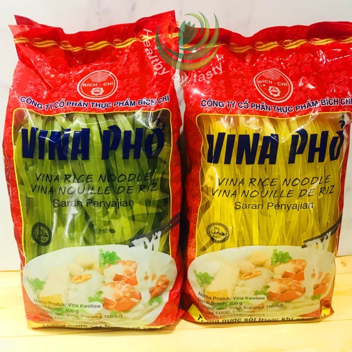 

Vina Pho Rice Noode Vietnam Kwetiaw Vietnam 400gr haa Bich Chi Food - Hijau