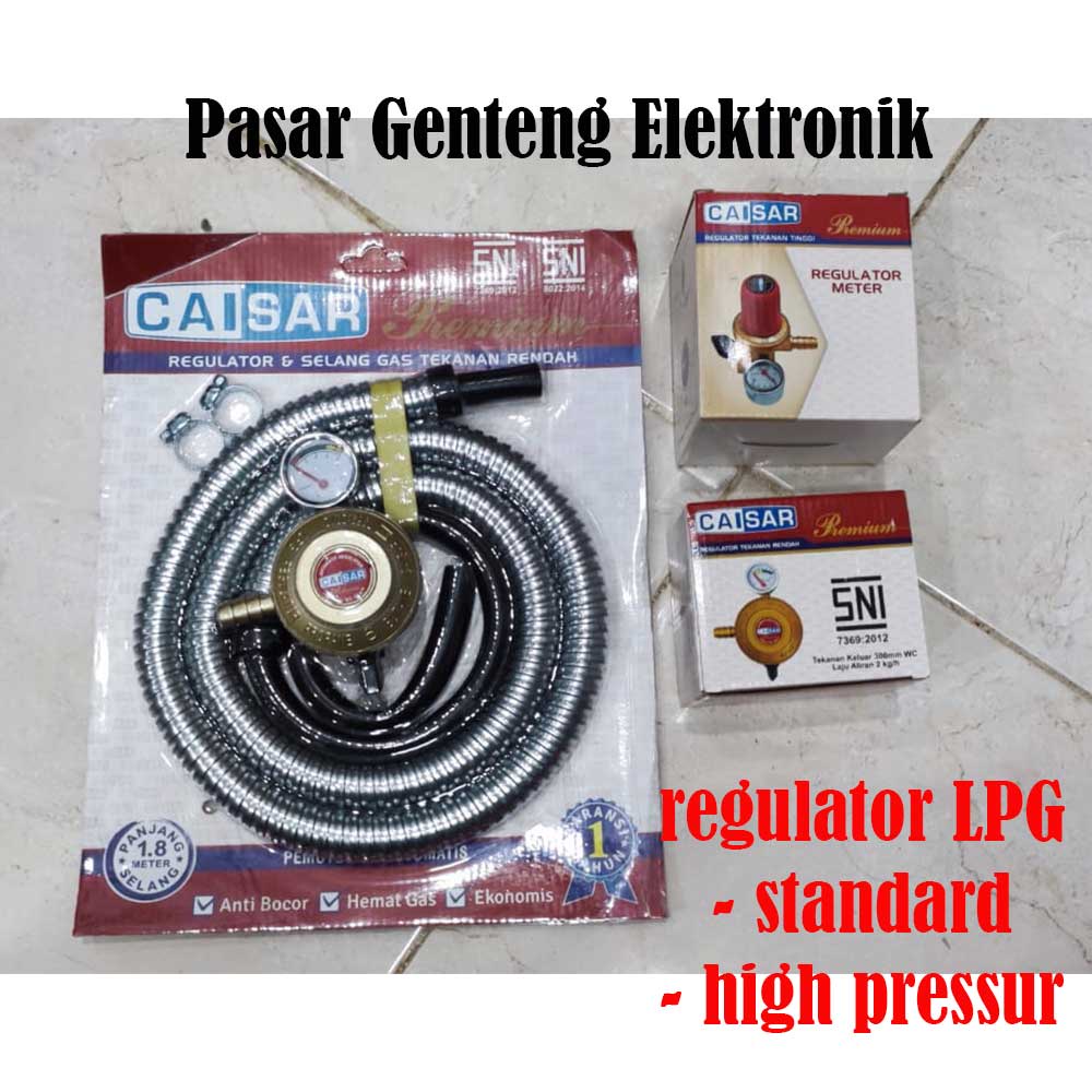 regulator kompor gas LPG caesar premium gold plus kabel dan high pressure cuan cuan