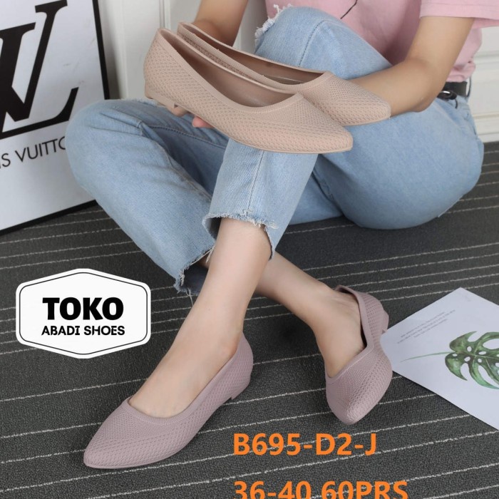 SEPATU JELLY FLAT SHOES WANITA TERBARU /SEPATU FLAT SHOES MERK BALANCE - 36, Hitam