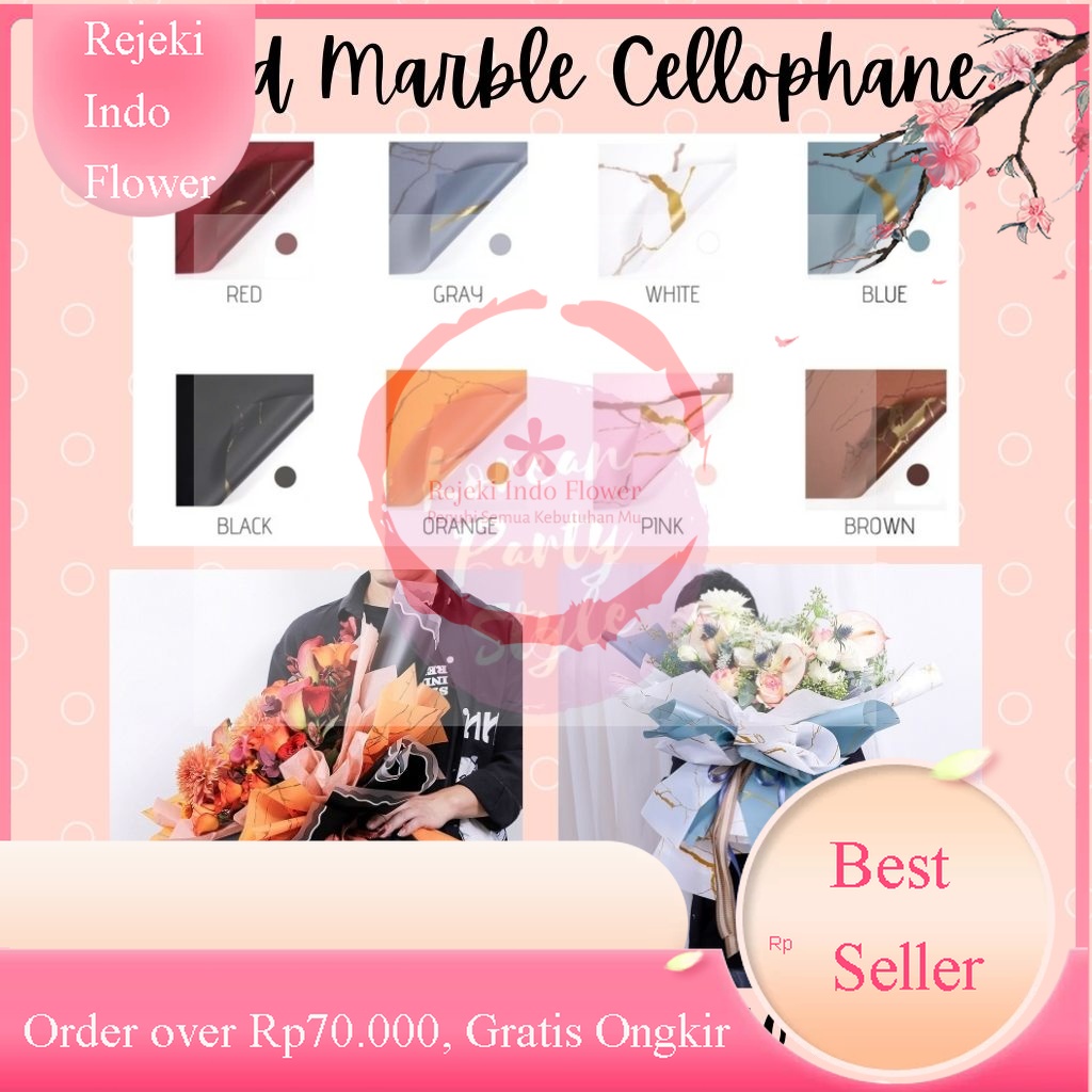 

REJEKI FLOWER WRAPPING GOLD MARBLE CELLOPHANE WATERPROOF KERTAS BUKET BUNGA ECER PER LEMBAR KERTAS BUNGA PAPER BISA CAMPUR WARNA WARNI