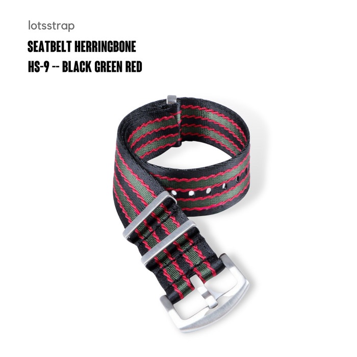 Tali Jam Nato Strap Slim Seatbelt WeAVE Black Green Red - HS9