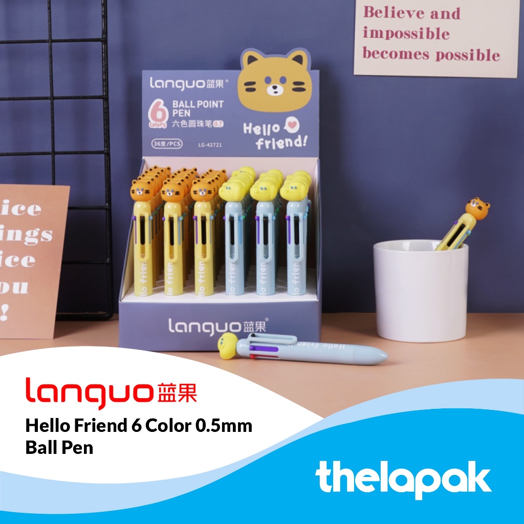 

Pulpen Clicker 6 Warna 0.5mm Languo Hello Friend Series 6 Color Pen