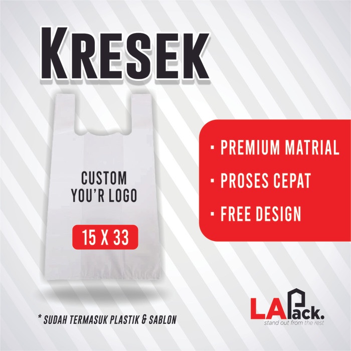 LAPACK Sablon Kresek 15x33 Plastik Tebal Packaging Custom