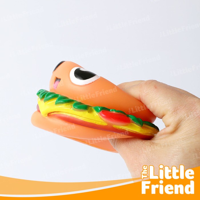 Mainan Anjing Kucing Bunyi Squeaky Plush On Rubber Bentuk Hamburger