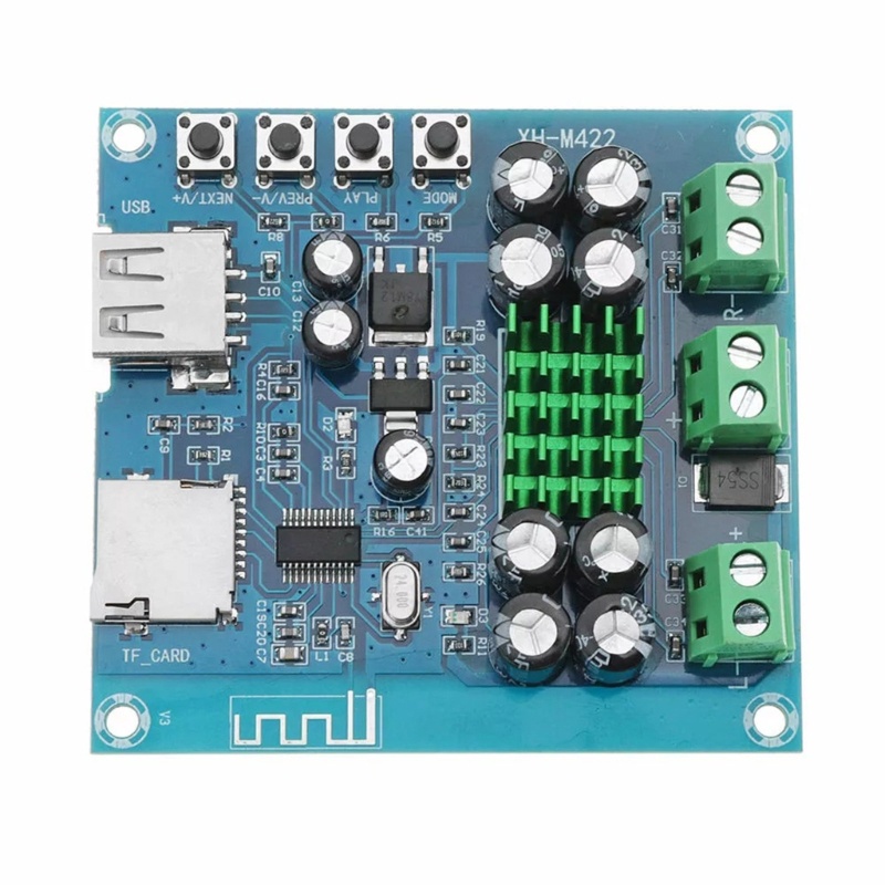 Btsg 50W+50W XH-M422 Digital Power Amplifier Board TPA3116D2 U-disk TF Card Playback DC12-24V Two-channel Stereo- Suara