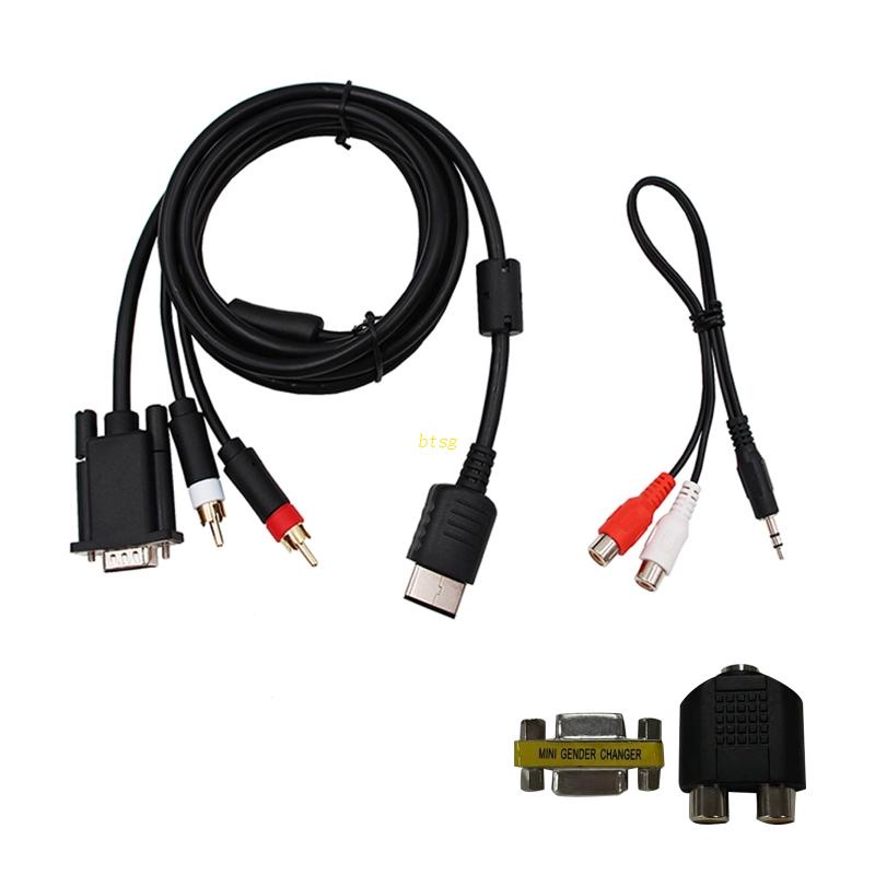 Btsg VGA Monitor Dan RCA+Aksesoris Konsol Adaptor RCA 3.5mm Ke 2-Male