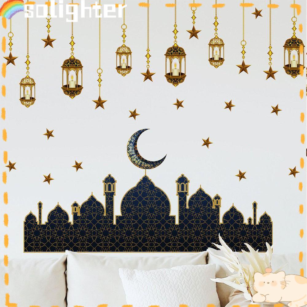 Stiker Jendela SOLIGHTER Ramadhan Pasokan Festival Dekorasi Pesta Removable Kreativitas Eid Mubarak
