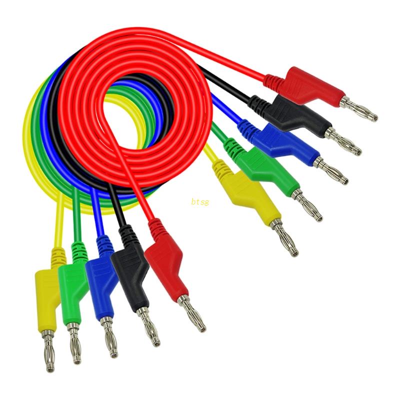 Btsg Safety Full Insulated Test 4mm Plug Male Stackable Connector Dengan Adaptor Jack Pisang Untuk Multimeter Test Lead