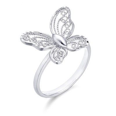 Goldkingdom Aksesoris Perhiasan Fashion Ready Stock Perak Berlapis Tembaga Putih Korea Fashion Cincin Renda Lace Seri Kupu-Kupu Pembukaan Kepribadian Cincin Wanita