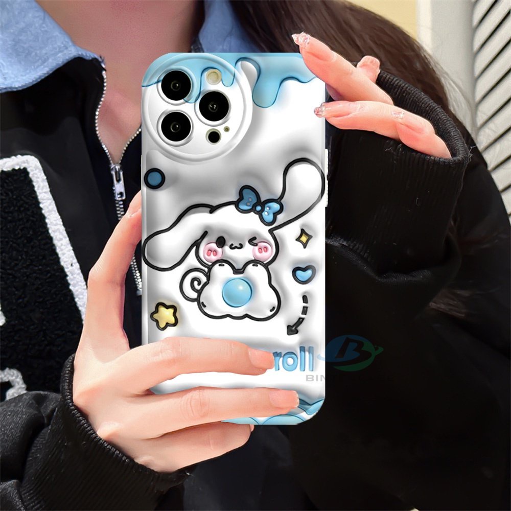 Realme 10 C55 C15 C12 C25S C11 C20 Realme5 5i 6i C3 8i C21Y C25Y Puding Anjing Dan Cinnamoroll Silicone Airbag Case Binteacase