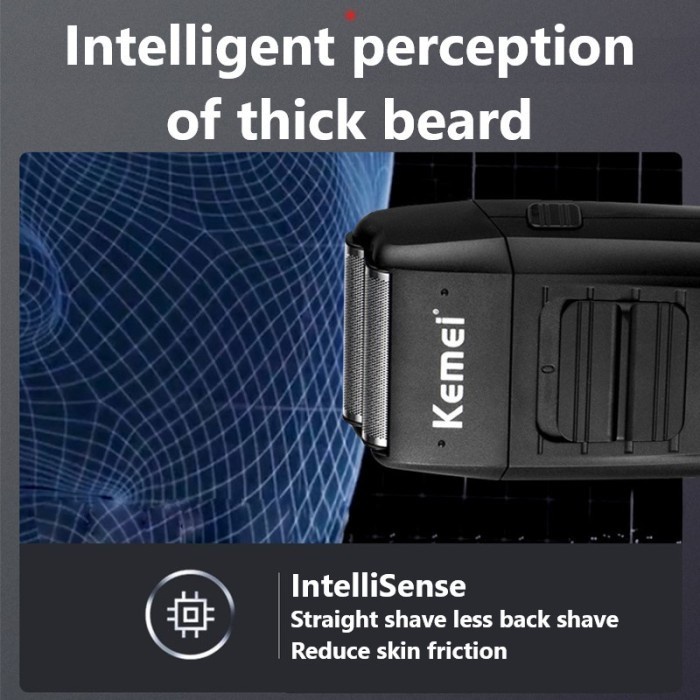 Kemei KM-1102 Elektrik Rechargeable Cordless Shaver Wireless Razor Double Blade