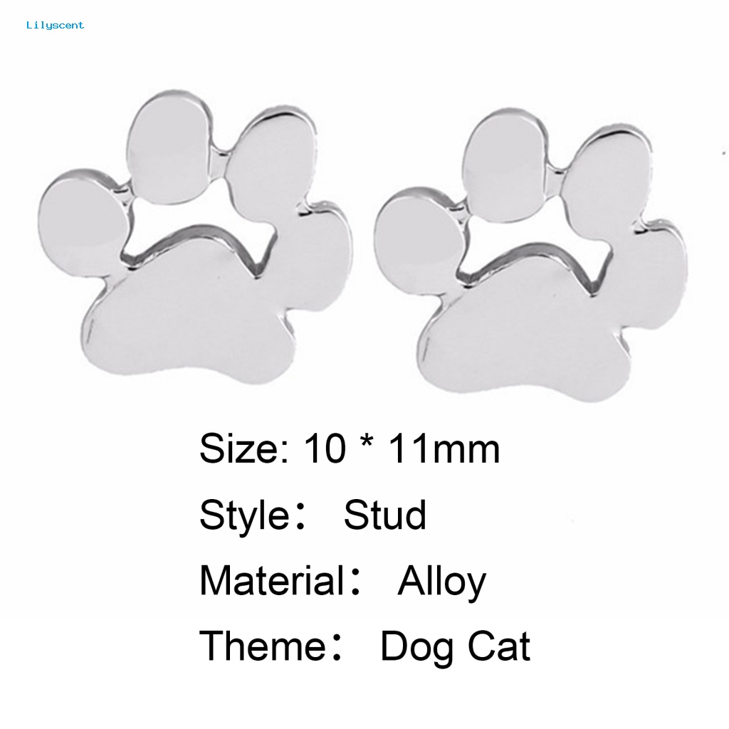 Lilyscent 1pasang Giwang Telinga Mengkilap Untuk Ulang Tahun Anjing Kucing Paw Ear Studs Kreatif