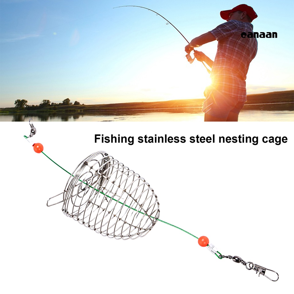 Cnn-kain Umpan Mancing Kandang Reusable Compact Size Tahan Karat Tahan Aus Dengan Musim Semi Meningkatkan Tingkat Memancing Stainless Steel Angling Lure Feeder Carp Fishing Tackle Cage Outdoor Fishing