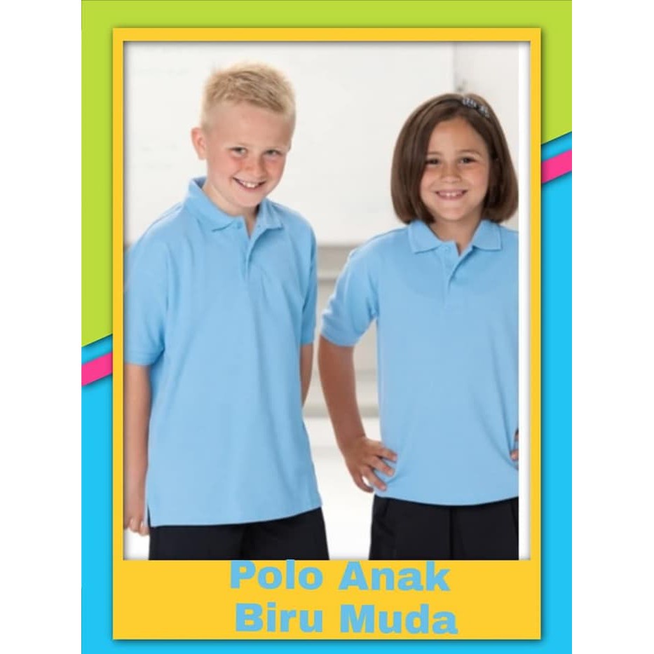 Kaos KERAH anak BIRU MUDA lengan pendek - Polo polos anak ALLSIZE- winstar polos /KAOS KERAH ANAK / 