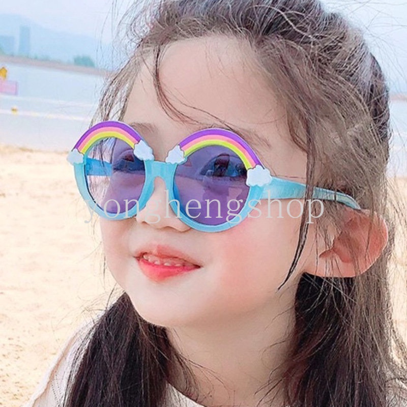 Kartun Warna-Warni Pelangi Anak-Anak Kacamata Hitam Fashion Bingkai Bulat Kacamata Matahari Untuk Anak-Anak Kacamata Anak-Anak UV400 Bayi Eyewear