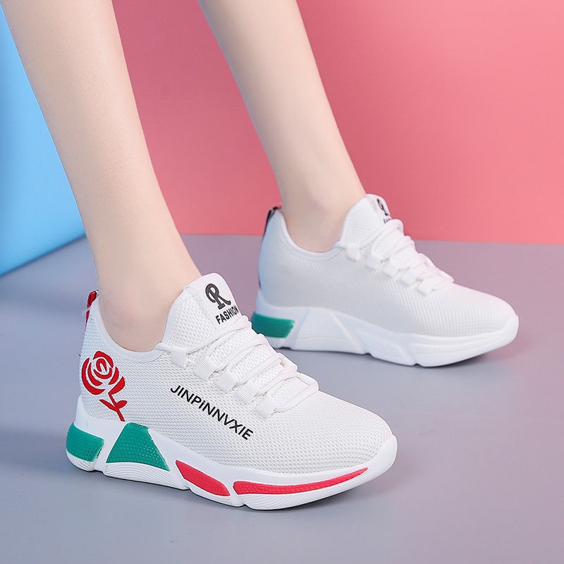 ❀ Chingu ❀ SEP025 (Tanpa Kotak) Sepatu Sneakers Wanita Putih Hitam Hijau Bunga Sporty Model Korea Fashion Casual Sport Olahraga Import COD