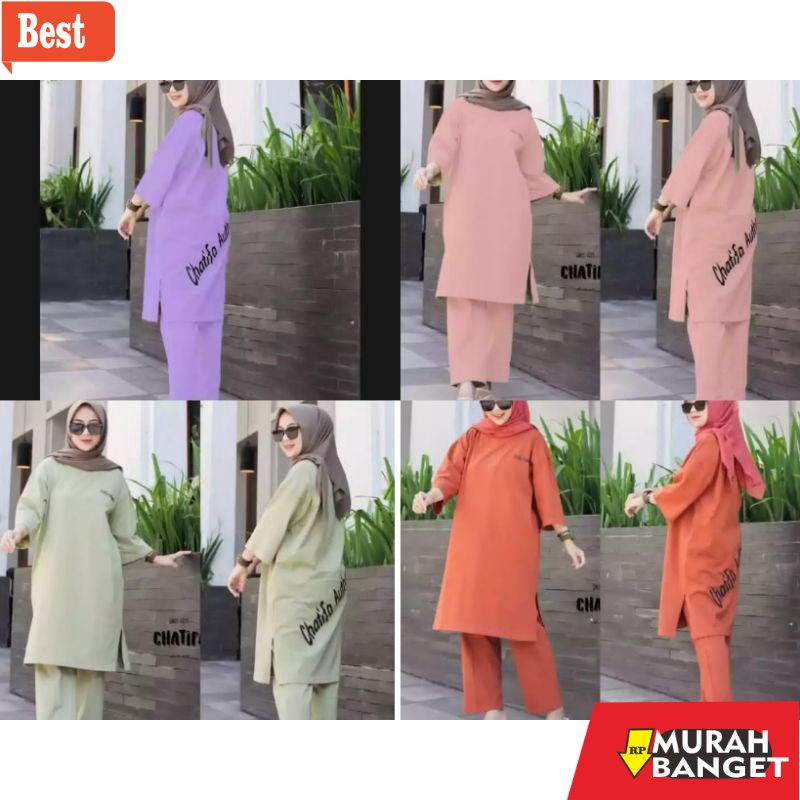 Tunik jumbo terbaru untuk wanita- set cel  tunik combad jumbo terbaru model chatifa
