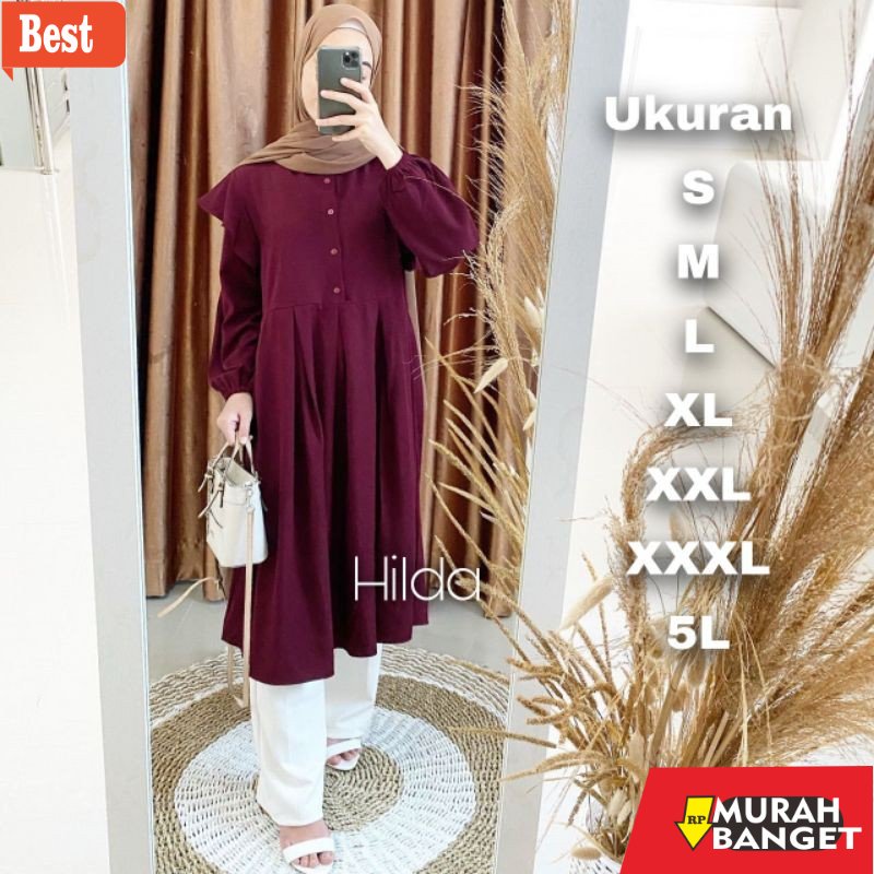 Tunik jumbo terbaru untuk wanita- Hilda Tunik Big Size Ukuran Size S M L XL 2XL 3XL 4XL XXL XXXL  XX
