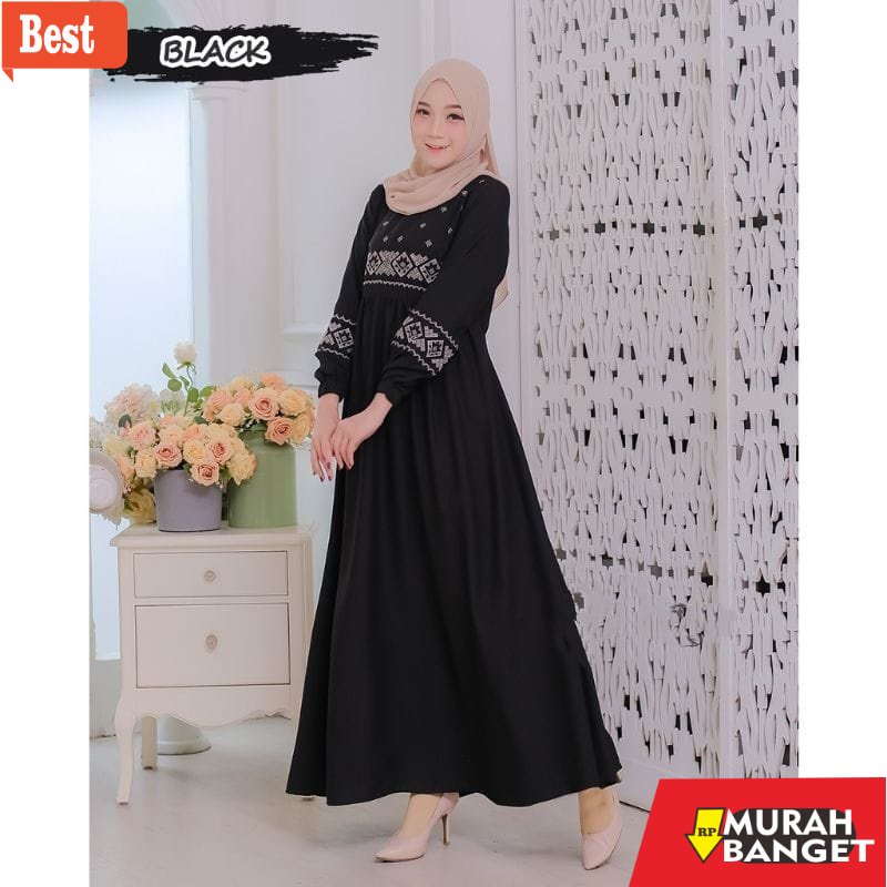 tren buat lebaran terbaru- DZIFA DRESS GAMIS BORDIR PREMIUM REALPICT ITYCREPE KUALITAS TERBAIK