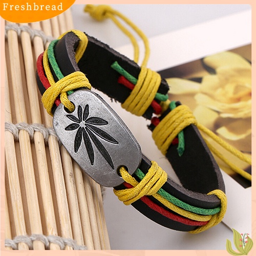 &lt; Freshbread &gt; Gelang Kepang Maple Kulit Imitasi Unisex Pria Wanita Handmade Vintage Bangle