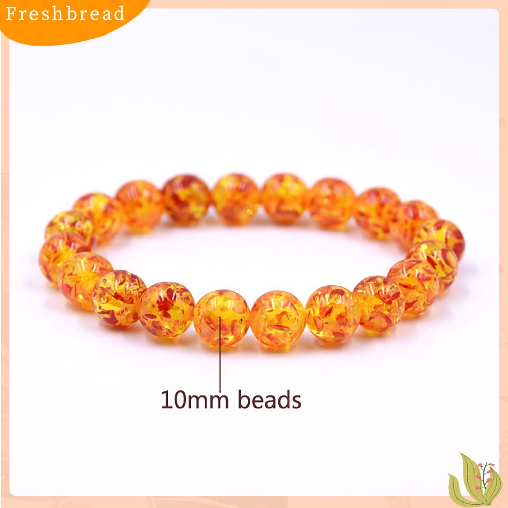 &lt; Freshbread &gt; 8mm/10mm Gelang Manik-Manik Bulat Batu Amber Buatan Pria Wanita Stretch Bangle