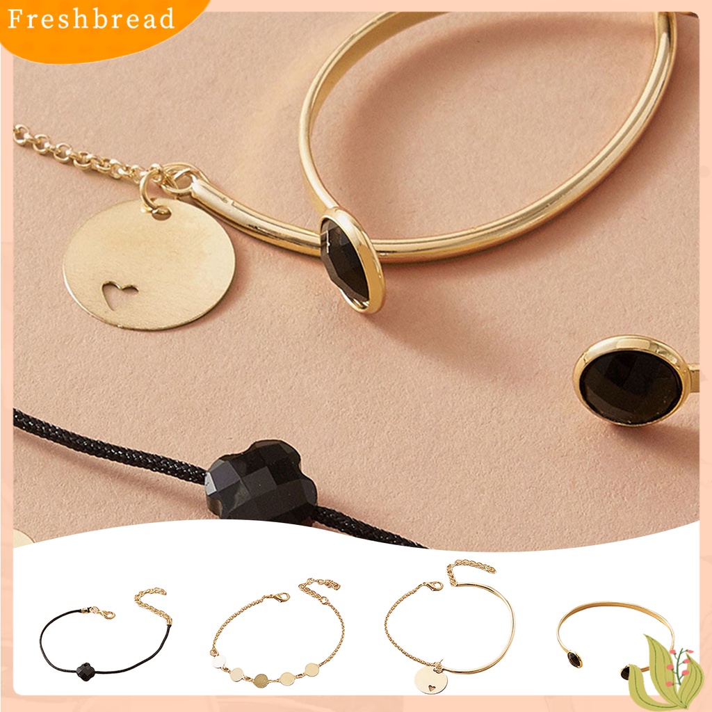 &lt; Freshbread &gt; 4Pcs/Set Stackable Alloy Bangle Indah Adjustable Potongan Bulat Wanita Gelang Untuk Kehidupan Sehari-Hari