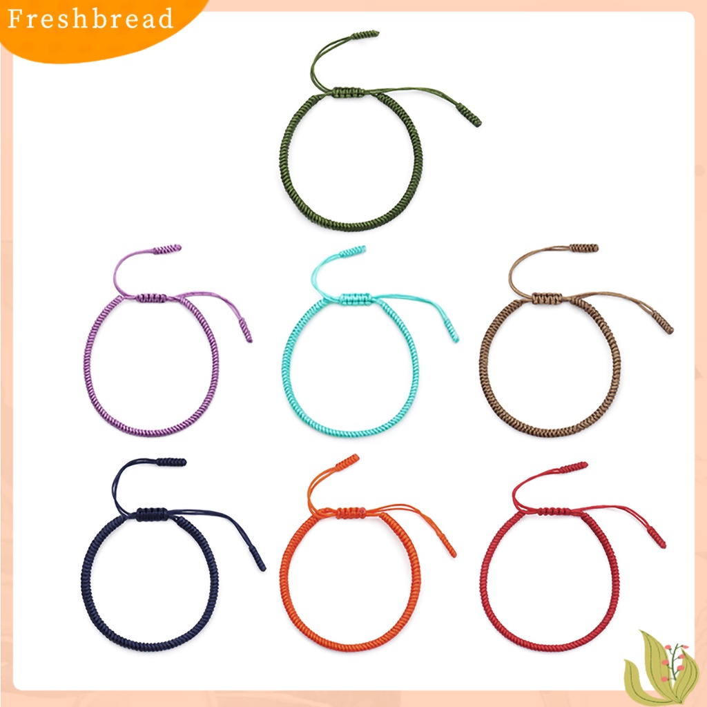 &lt; Freshbread &gt; Gelang Unisex Warna Solid Handmade Tali Kepang Perhiasan Bangle Keberuntungan Untuk Pesta