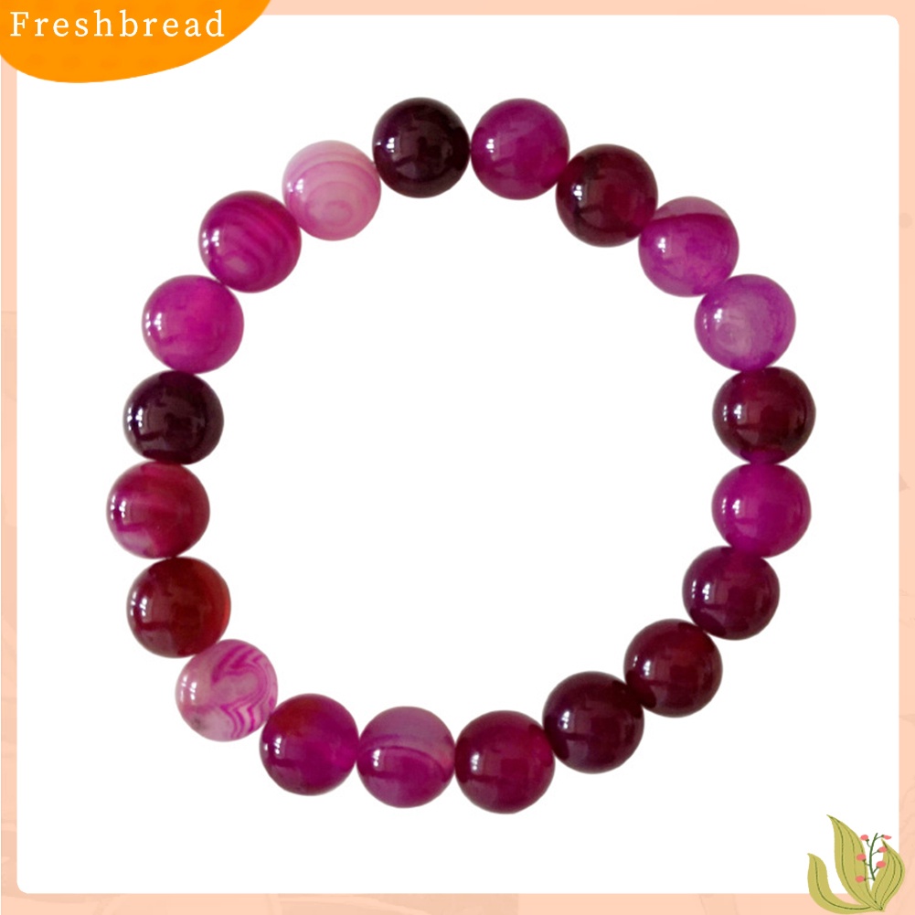 &lt; Freshbread &gt; Wanita Fashion Faux Agate Beaded Bracelet Rantai Bulat Bangle Perhiasan Hadiah Teman