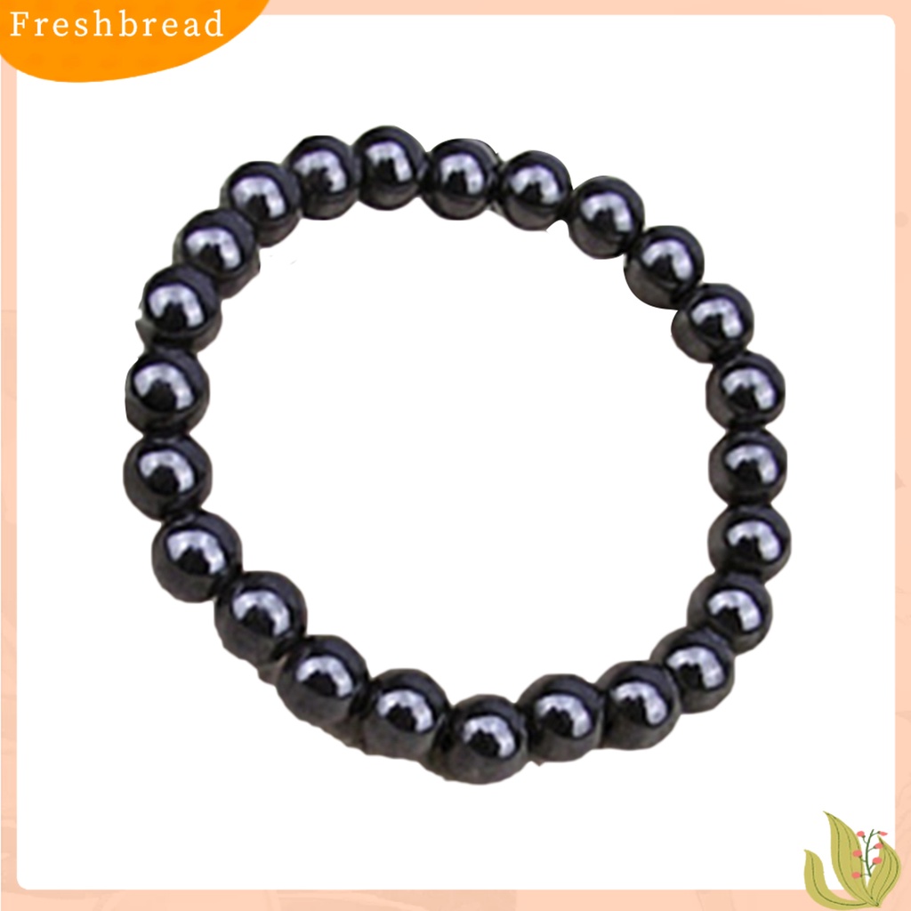 &lt; Freshbread &gt; Gelang Batu ic Bulat Hitam Fashion Unisex Perawatan Kesehatan Bangle Jewelry