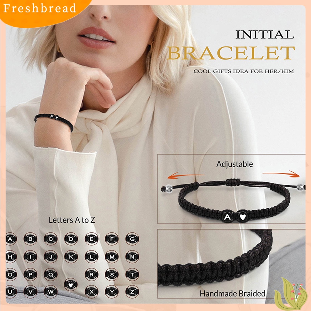 &lt; Freshbread &gt; Gelang Tali Dikepang Adjustable Slip-on Handmadeed Waterproof Alphabet Bracelet Properti Foto