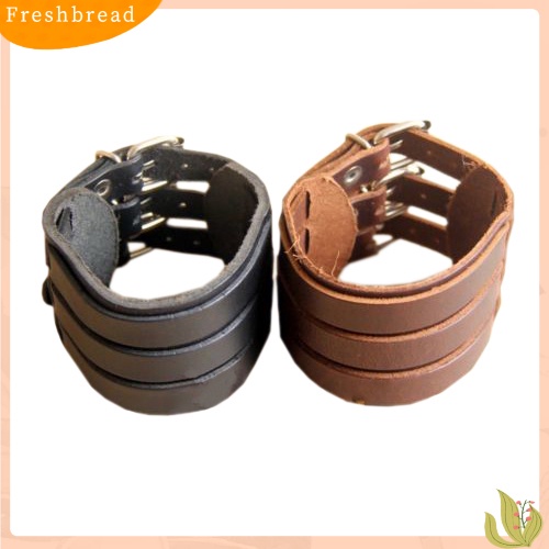 &lt; Freshbread &gt; Men Fashion Multilayer Belt Faux Leather Bracelet 3gesper Gelang Cuff Bangle