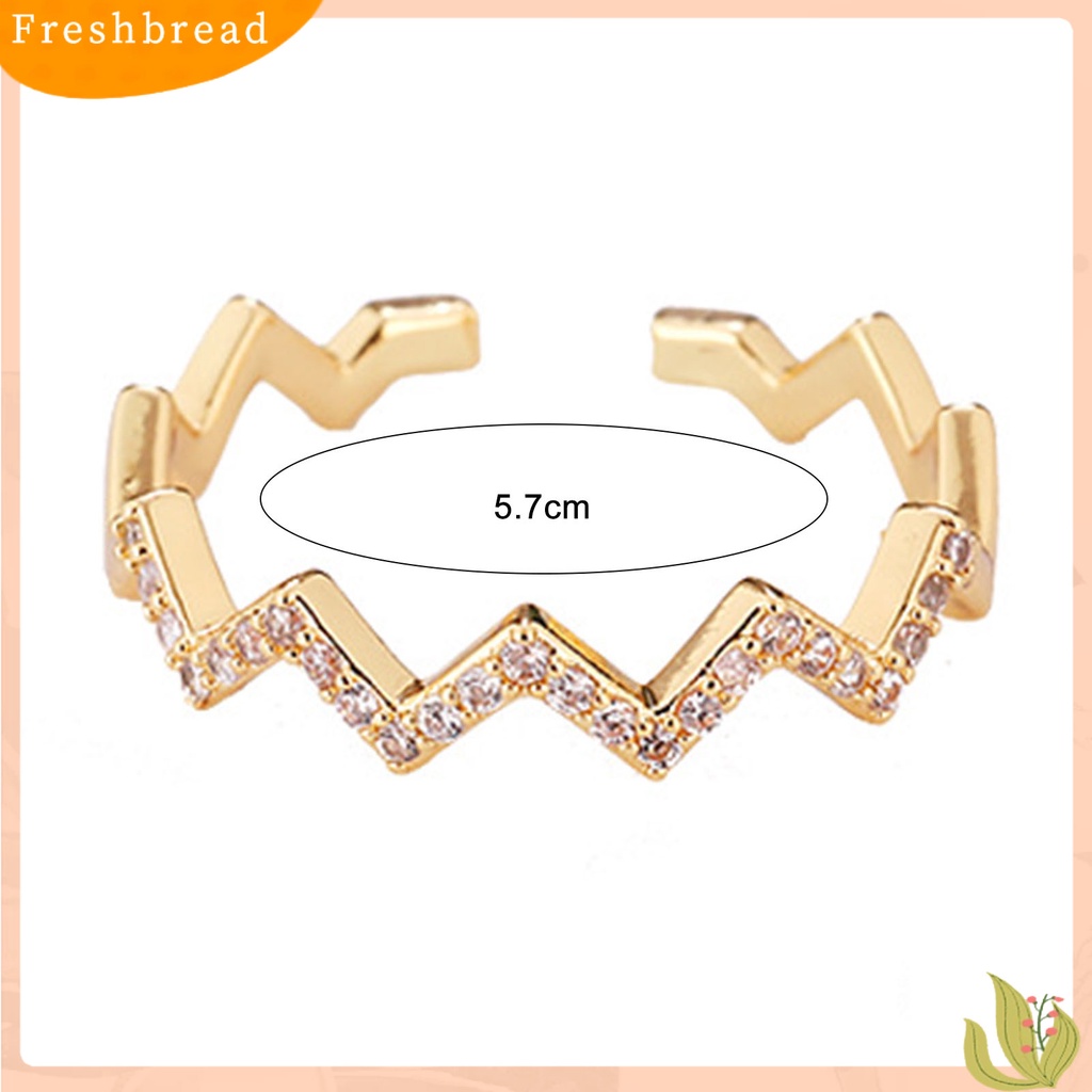 &lt; Freshbread &gt; Cincin Menawan Cincin Jari Bentuk Gelombang Adjustable Bahan Alloy All-match Untuk Harian