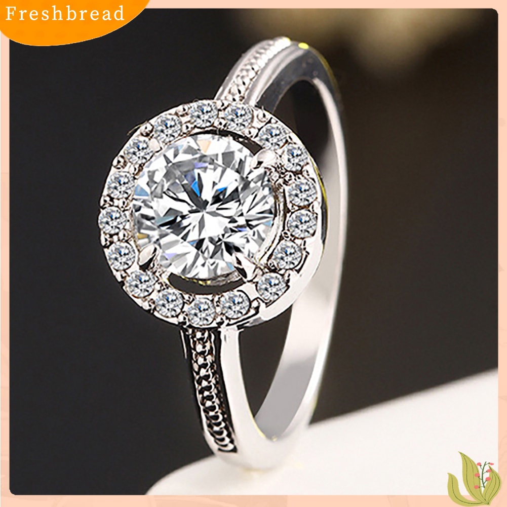 &lt; Freshbread &gt; Fashion Wanita Berlapis Emas/Perak Zirkon Jari Cincin Pernikahan Pertunangan Perhiasan