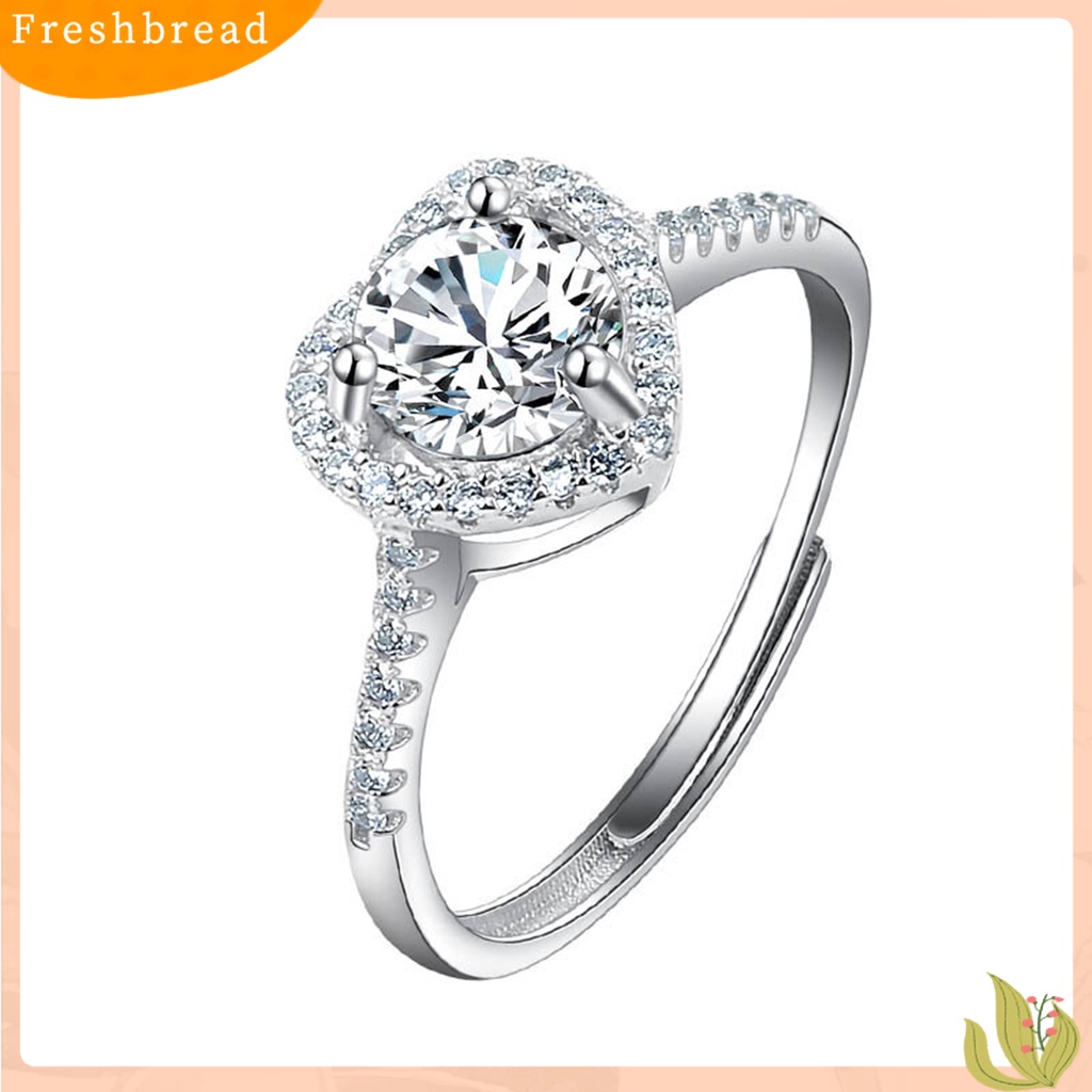 &lt; Freshbread &gt; Cincin Wanita Bentuk Hati Cubic Zirconia Perhiasan Cincin Jari Bersinar Untuk Pesta Pernikahan Prom Banquet