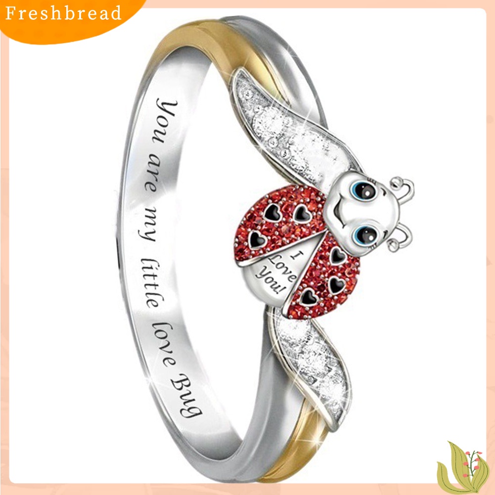 &lt; Freshbread &gt; Fashion Wanita Berlian Imitasi Hias Ladybird Hewan Jari Cincin Pesta Perhiasan Hadiah