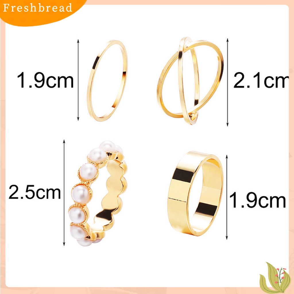 &lt; Freshbread &gt; 4Pcs Cincin Kawin Eye-catching Shiny Dress Up Tahan Lama Cincin Kilau Terang Indah Untuk Pesta