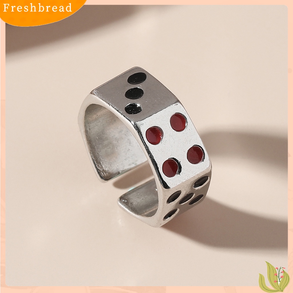 &lt; Freshbread &gt; Cincin Unisex Ukiran Dapat Disesuaikan Paduan Warna Perak Dadu Pembukaan Cincin Perhiasan Aksesori