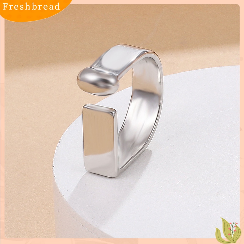 &lt; Freshbread &gt; Lebar Sederhana Paduan Unisex Cincin Berbentuk U Cincin Jari Terbuka Aksesori Perhiasan