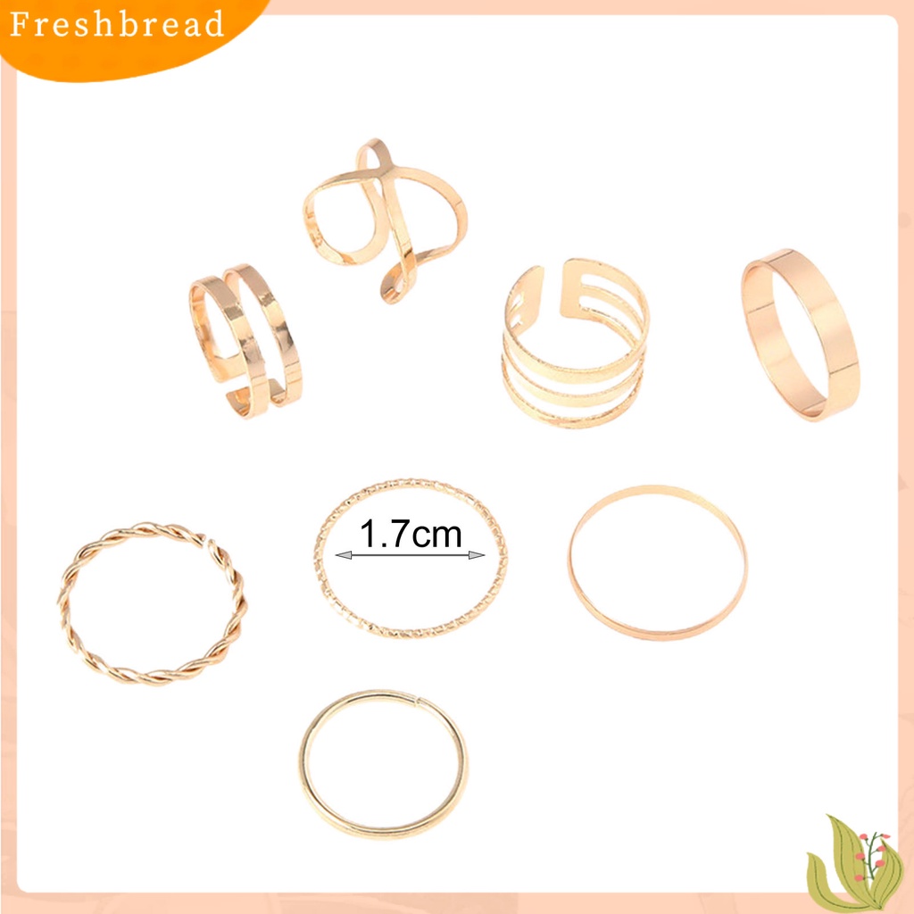 &lt; Freshbread &gt; 8Pcs/Set Cincin Fashion Cincin Jari Desain Melintir Geometris Dapat Ditumpuk Elegan Untuk Wanita