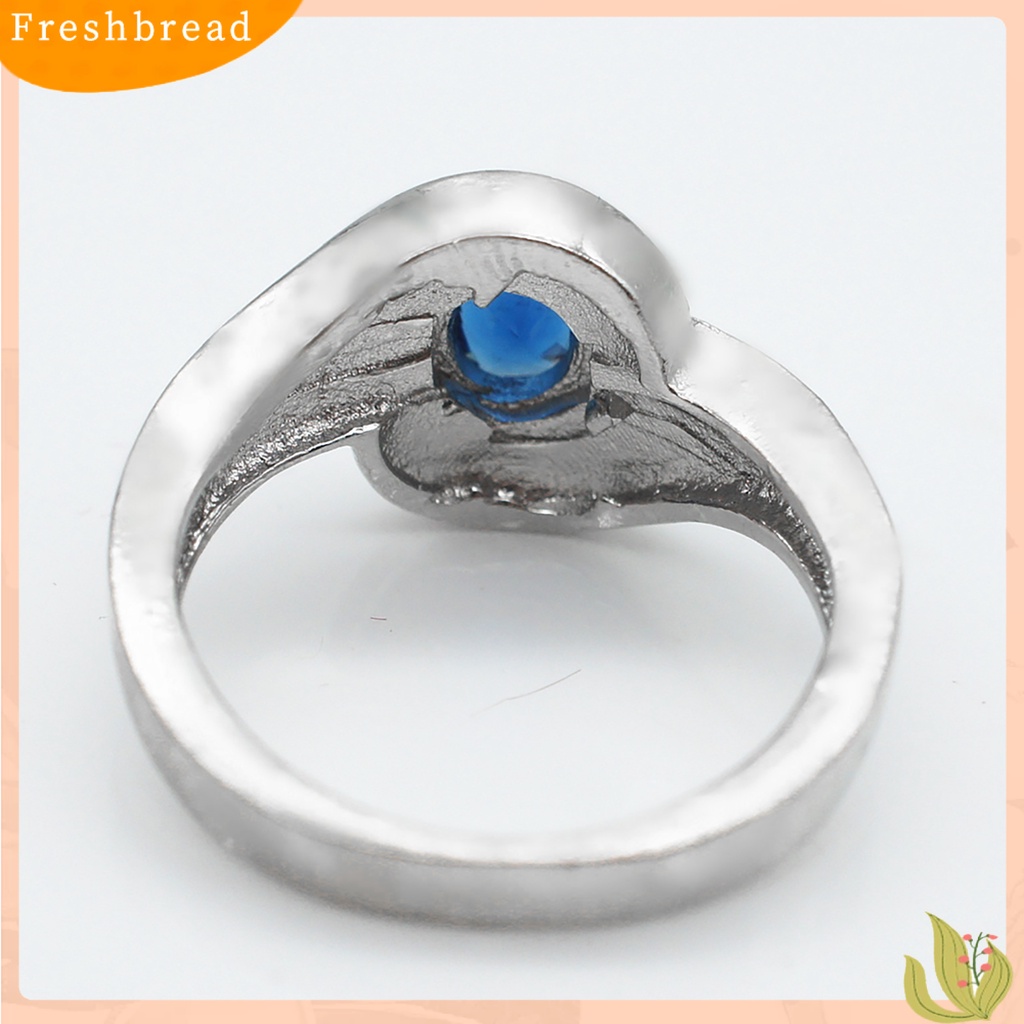 &lt; Freshbread &gt; Cincin Elegan Anti Gores Alloy Cincin Berlian Imitasi Biru Untuk Liburan