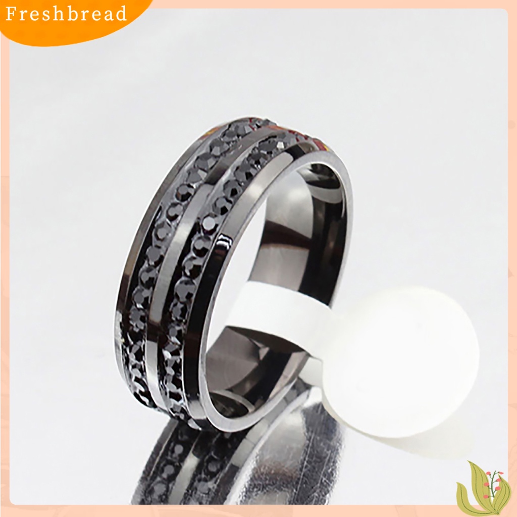 &lt; Freshbread &gt; Band Ring Berlian Imitasi Dekorasi Perhiasan Hadiah Stainless Steel Pria Dan Wanita Band Finger Ring Untuk Pesta